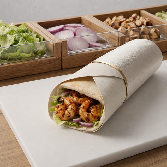 Grilled Shrimp Pita Wrap.